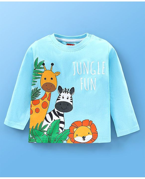 Babyhug Cotton Knit Full Sleeves T-Shirt wiith Graphics Pack of 7 - Green Blue & Yellow