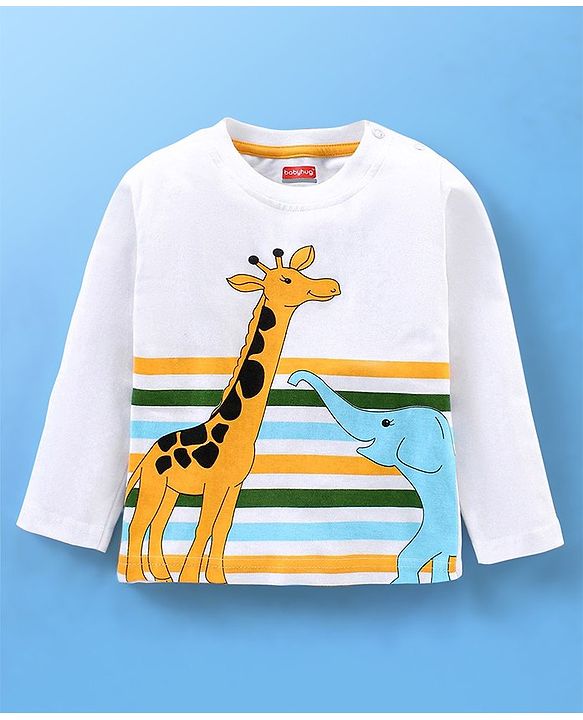 Babyhug Cotton Knit Full Sleeves T-Shirt wiith Graphics Pack of 7 - Green Blue & Yellow