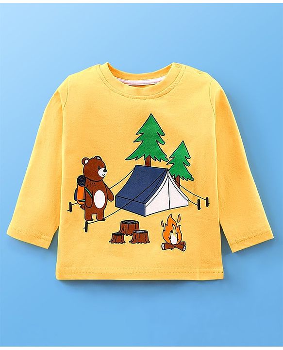 Babyhug Cotton Knit Full Sleeves T-Shirt wiith Graphics Pack of 7 - Green Blue & Yellow