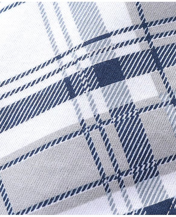 Babyhug Cotton Knit  Full Sleeves Checked Party Romper - Navy Blue