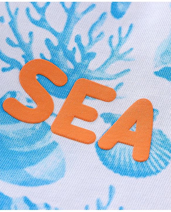 Babyhug Single Jersey Cotton Knit Half Sleeves T-Shirt & Shorts Set Sea World Print - Blue & White