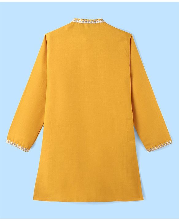 Pine Kids Full Sleeves Embroidered Kurta & Pajama Set - Yellow
