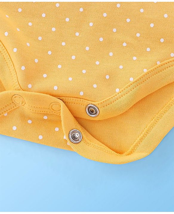 Babyhug 100% Cotton Half Sleeves Onesies With Hairband & Fruit Print - Yellow