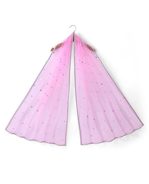 Pine Kids Half Sleeves Lehenga And Choli Set With Sequine Detailing - Light Pink
