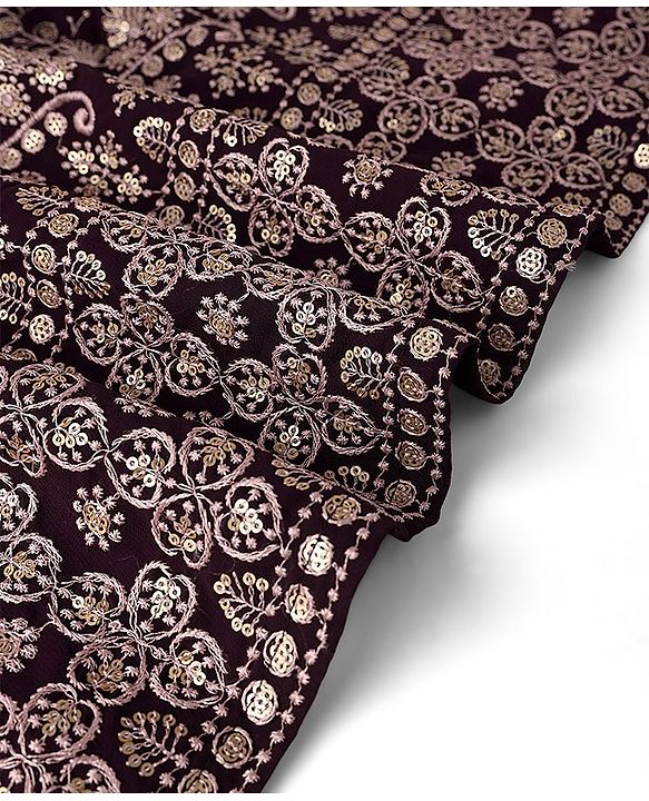 Pine Kids Embroidered Half Sleeves Choli with Lehenga & Dupatta Set - Wine