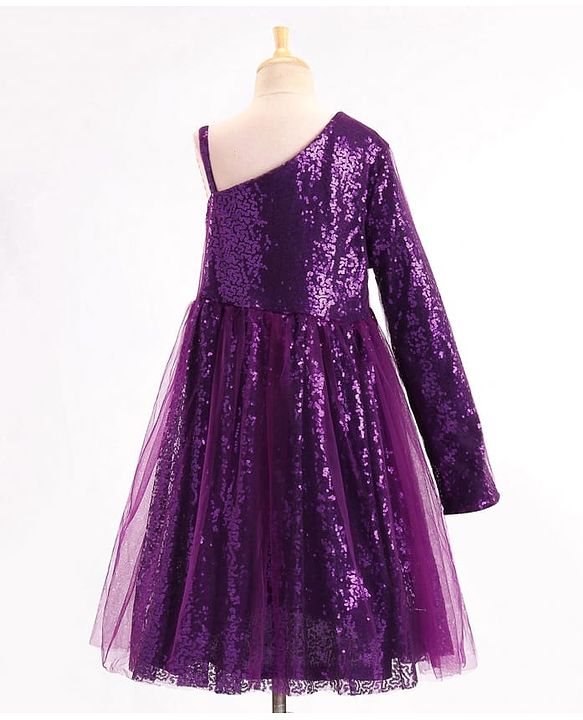 Pine Kids Sleeveless Sequined Party Wear Dress - Purple