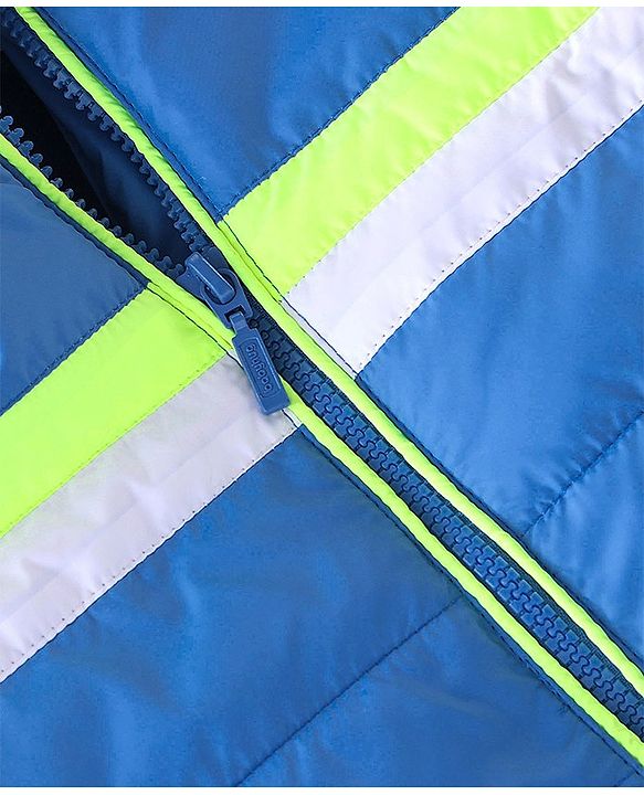 Babyhug Full Sleeves Solid Colour Padded Hooded Jacket - Blue