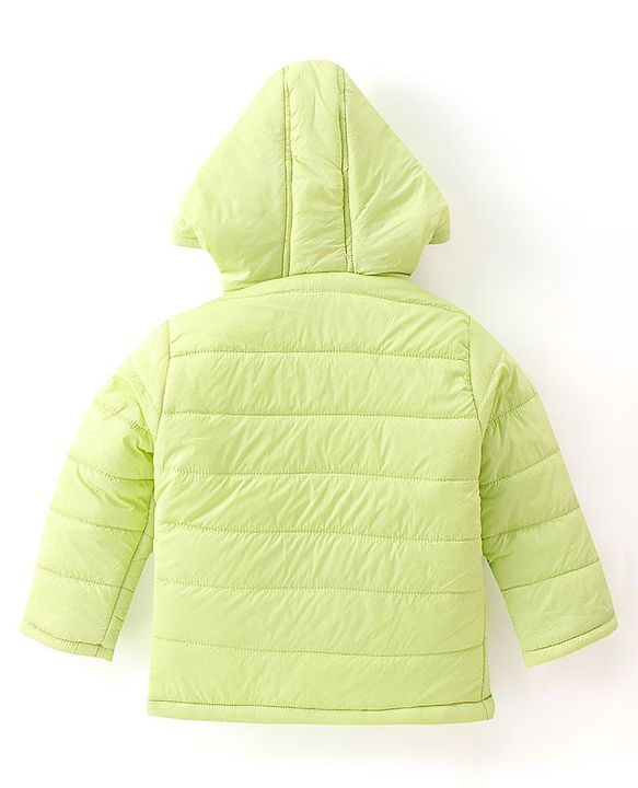 Babyhug Full Sleeves Padded & Hooded Jacket Solid- Neon Green