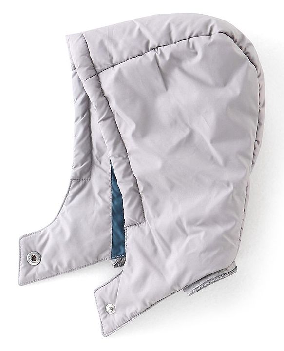 Babyhug Woven Full Sleeves Hooded Jacket Mountain Badge - Green & Grey