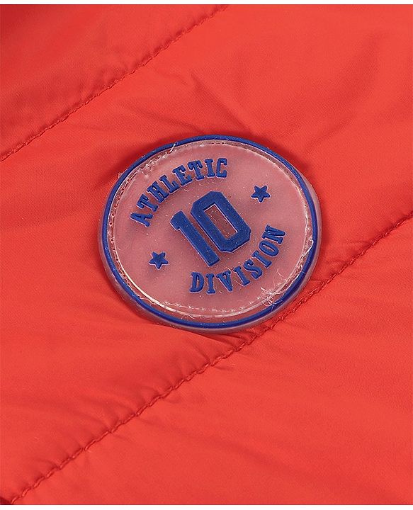 Babyhug Nylon Woven Full Sleeves Reversible Hooded Jacket - Orange