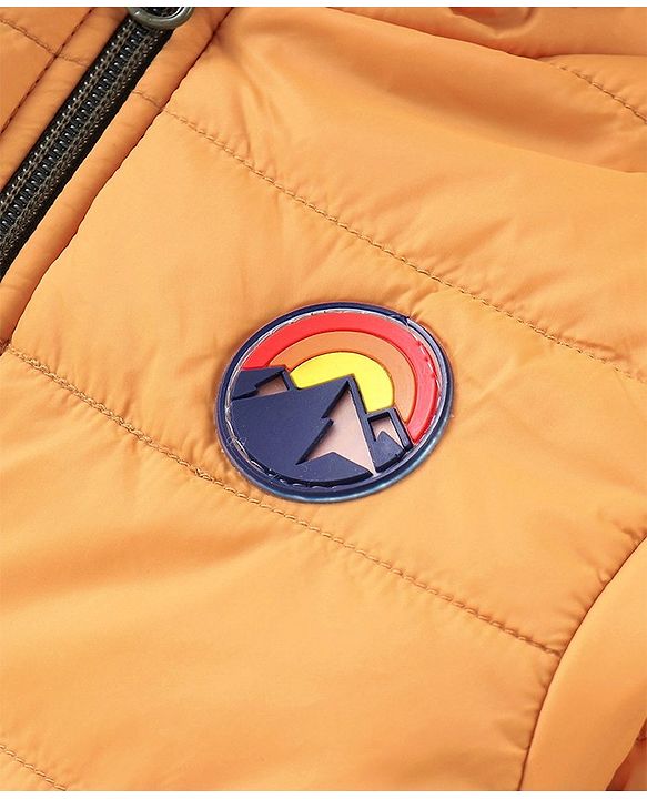 Babyhug Woven Full Sleeves Solid Hooded Reversible Jacket - Mustard Yellow