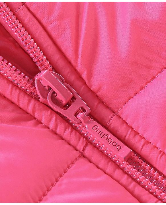 Babyhug Full Sleeves Padded & Hooded Jacket With Embroidery- Fuchsia