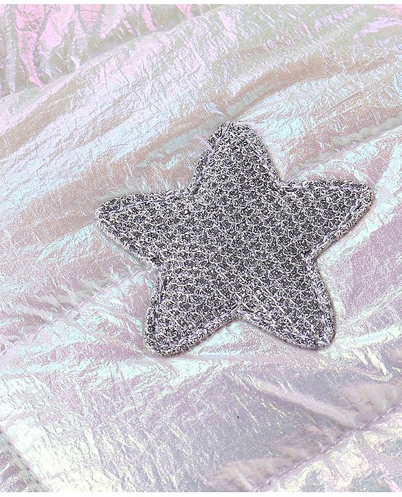 Babyhug Woven Full Sleeves Hoodie With Star Patch - White