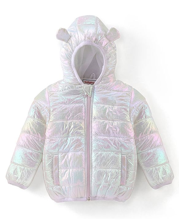 Babyhug Woven Full Sleeves Hoodie With Star Patch - White