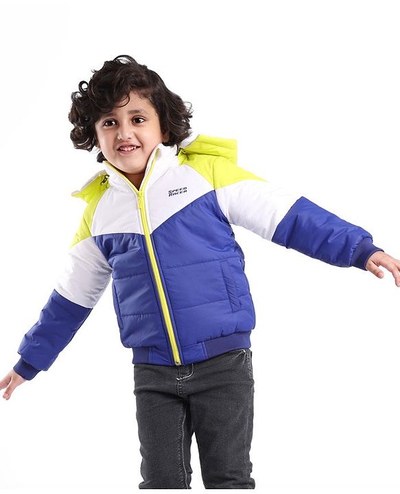 Babyhug Full Sleeves Hooded Jacket with Text Print - Multicolor
