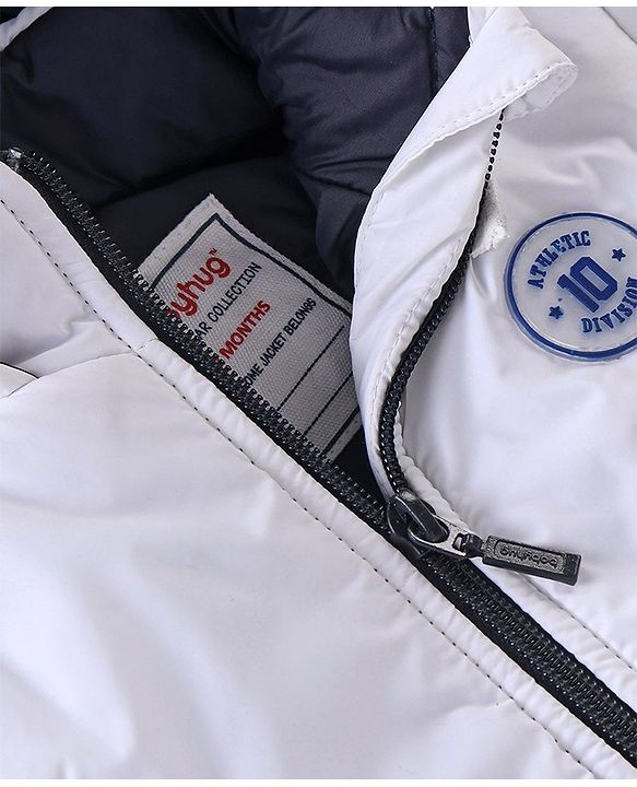 Babyhug Full Sleeves Hoodies With Color Block Design - Off White & Navy Blue