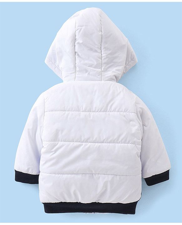 Babyhug Full Sleeves Hoodies With Color Block Design - Off White & Navy Blue