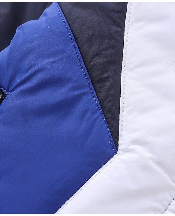 Babyhug Full Sleeves Hoodies With Color Block Design - Off White & Navy Blue