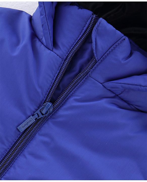 Babyhug Woven Full Sleeves Hooded Jacket - Red & Blue