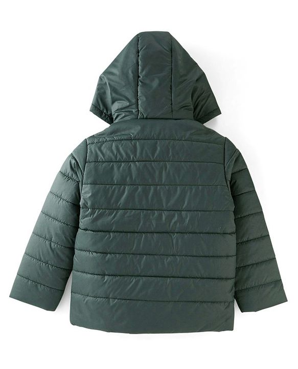 Babyhug Woven Full Sleeves Striped Hooded Jacket - Petrol