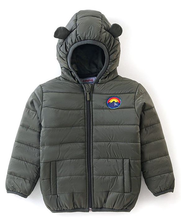 Babyhug Full Sleeves Hooded Jacket - Olive Green