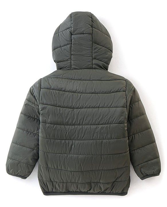 Babyhug Full Sleeves Hooded Jacket - Olive Green