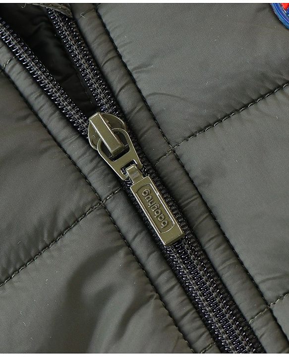 Babyhug Full Sleeves Hooded Jacket - Olive Green