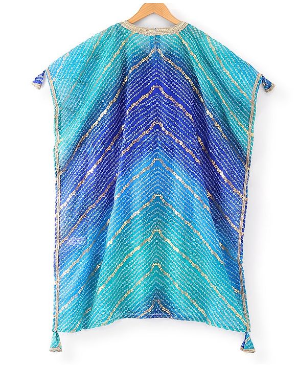 Pine Kids Woven Top Palzzo & Kaftan Set All Over Print - Blue