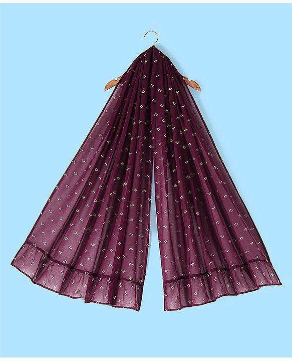 Pine Kids Sleeveless Brocade Tiered Choli Lehanga  Set - Plum