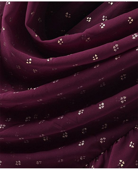 Pine Kids Sleeveless Brocade Tiered Choli Lehanga  Set - Plum