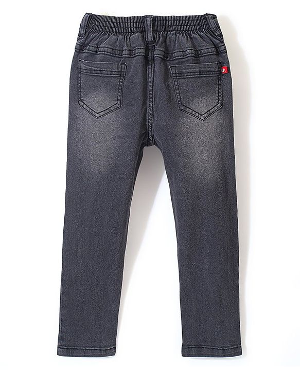 Babyhug Cotton Lycra Full Length Stretchable Washed Denim Jeans   Fly With Zipper -  Medium Blue