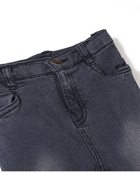 Babyhug Cotton Lycra Full Length Stretchable Washed Denim Jeans   Fly With Zipper -  Medium Blue
