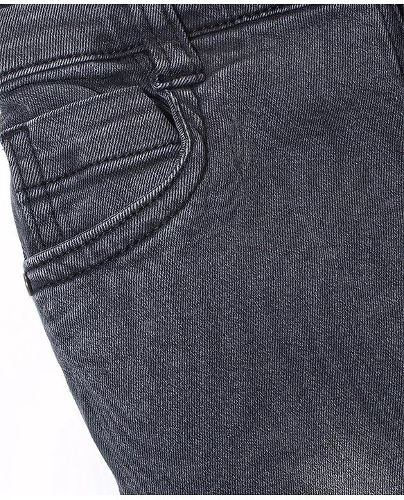 Babyhug Cotton Lycra Full Length Stretchable Washed Denim Jeans   Fly With Zipper -  Medium Blue