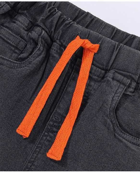Babyhug Denim Full Length Washed Jogger With Stretch - Dark Blue