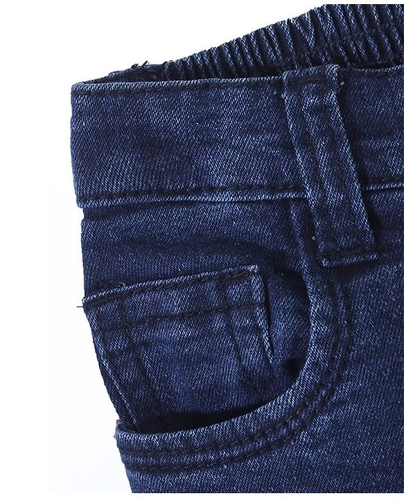 Babyhug Denim Full Length Washed  Jeans With Stretch - Dark Blue
