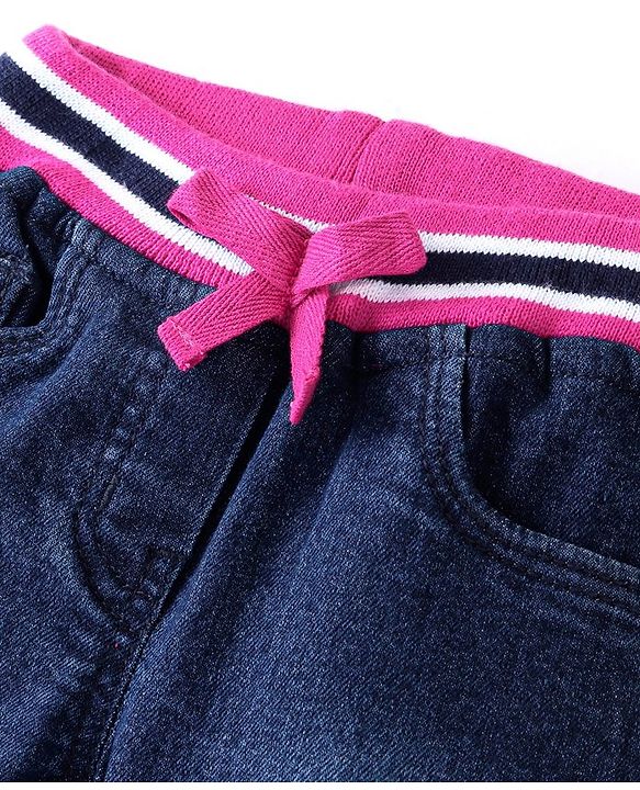 Babyhug Denim Washed Full Length  Jogger with Stretch - Dark Blue
