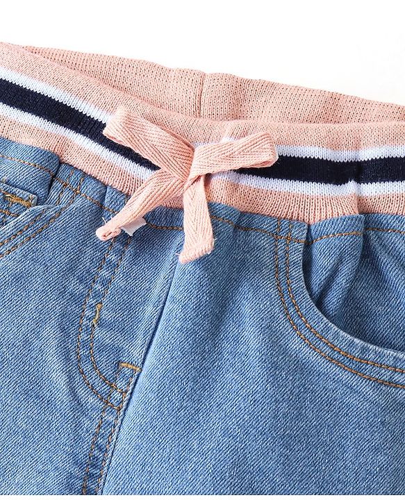 Babyhug Denim Washed Full Length  Jogger with Stretch - Dark Blue
