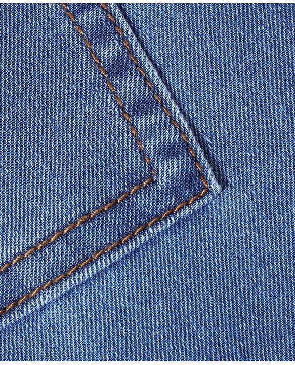Babyhug Cotton Spandex Full Length Washed Stretchable Denim Joggers - Blue