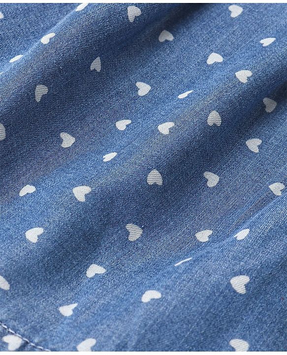 Babyhug 100% Cotton Mid Thigh Frill Skorts Heart Print Colour - Blue