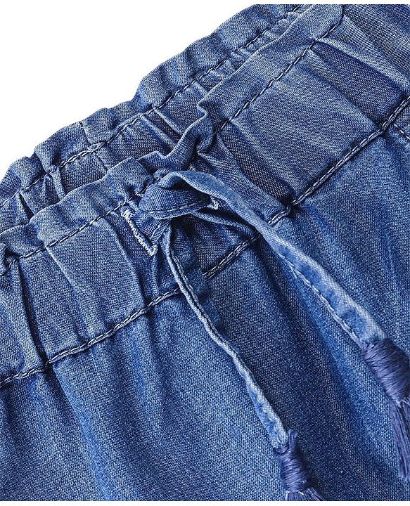 Babyhug 100% Cotton Mid Thigh Skorts Solid Colour - Blue