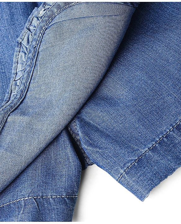 Babyhug 100% Cotton Mid Thigh Skorts Solid Colour - Blue