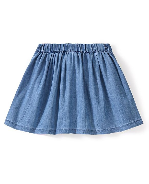 Babyhug 100% Cotton Mid Thigh Frill Skirt Solid Colour - Blue