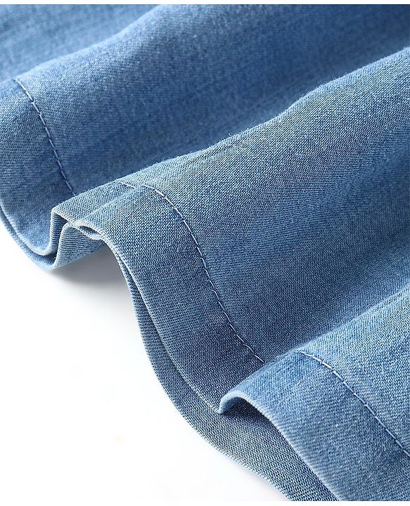 Babyhug 100% Cotton Mid Thigh Frill Skirt Solid Colour - Blue