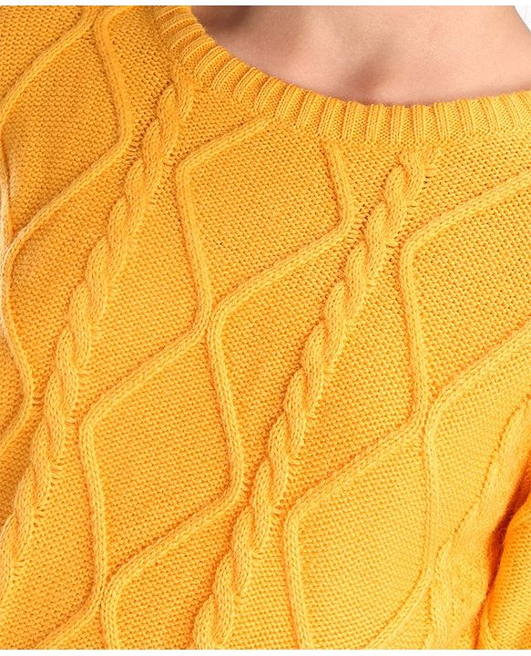 Pine Kids Full Sleeves Sweater Set With Cable Knit - Mustard Yellow
