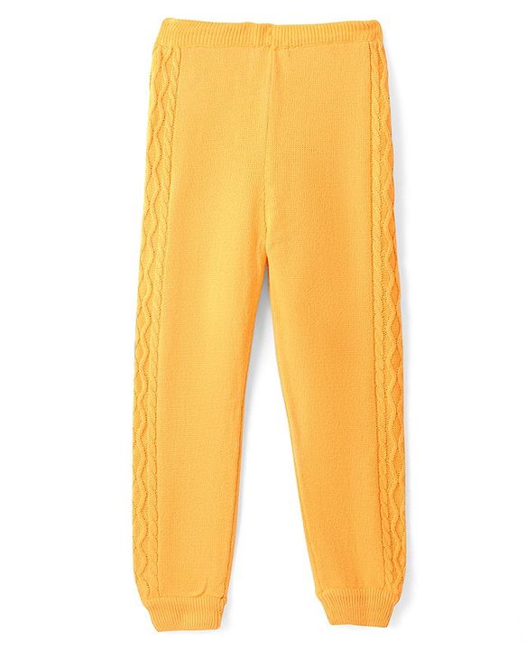 Pine Kids Full Sleeves Sweater Set With Cable Knit - Mustard Yellow