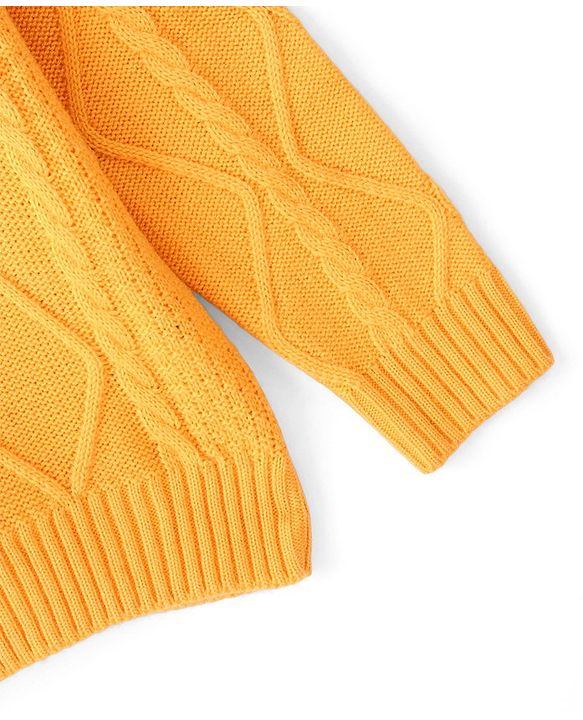 Pine Kids Full Sleeves Sweater Set With Cable Knit - Mustard Yellow