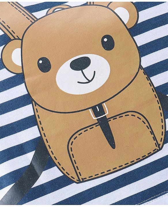 Babyhug 100% Cotton Interlock Knit Full Sleeves Romper Stripes & Sunglasses Print - Navy Blue