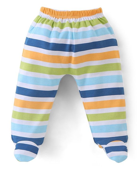 Babyhug 100% Cotton Full Sleeves Onesies with  Leggings & Cap Bear Print - Blue