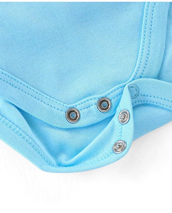 Babyhug 100% Cotton Full Sleeves Onesies with  Leggings & Cap Bear Print - Blue