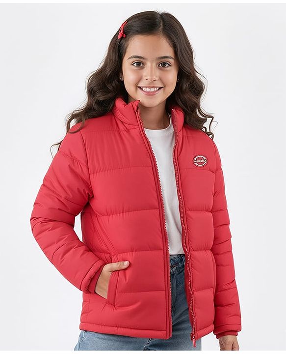 Pine Kids Full Sleeves Solid Color Medium Winter Jacket - Red